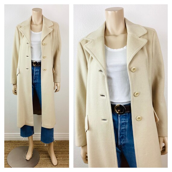 Vintage 1960s 100% Cream CASHMERE COAT Minimalist / Academia