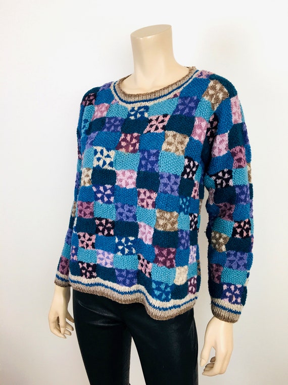 Vintage 1970s PATCHWORK Squares Style Handwoven P… - image 3