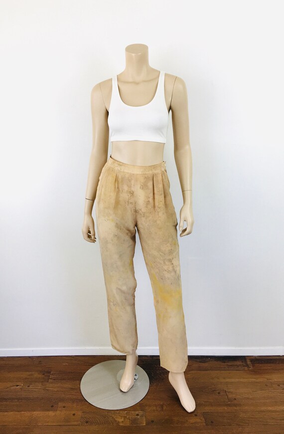 Vintage 1990s MINIMALIST Tie Dyed SILK Pants / Tr… - image 4