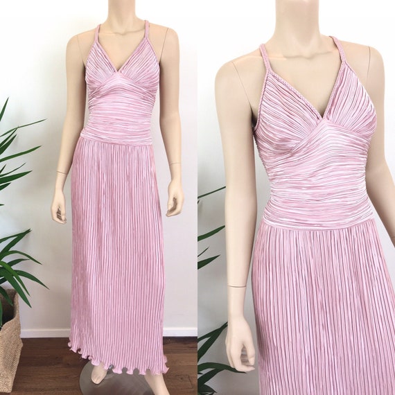 80s Vintage PINK PLEATED GRECIAN McFadden Style /