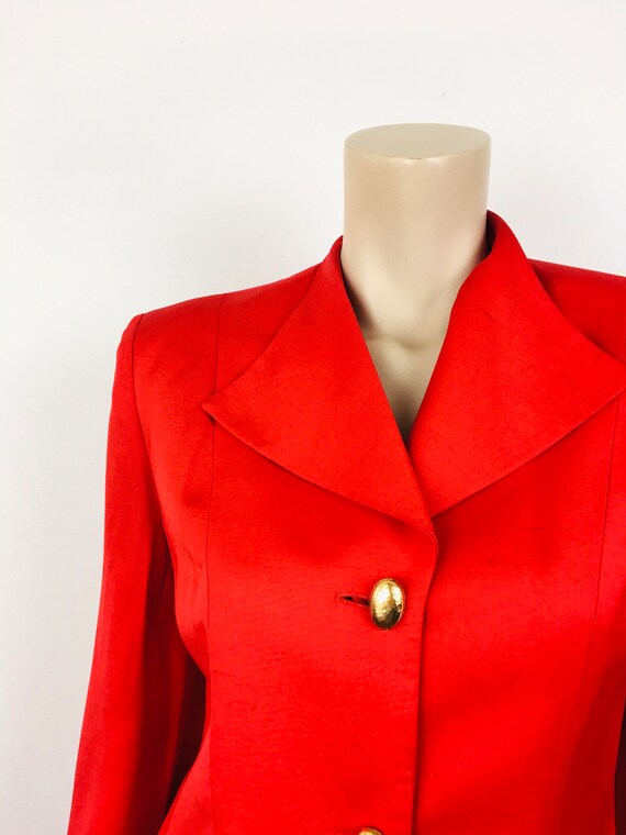 Vintage 1980s CHRISTIAN DIOR Bright Red Matte Gol… - image 5