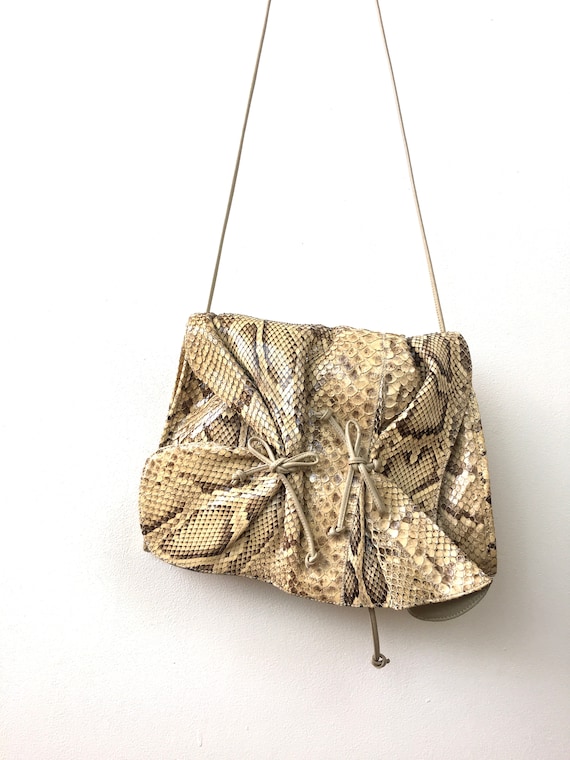 Vintage 1980s CARLOS FALCHI Natural SNAKESKIN Pyt… - image 3