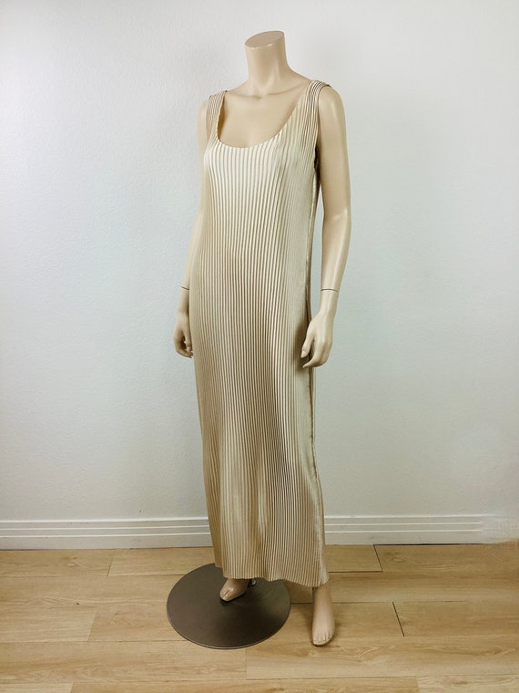 Vintage MASHIAH PLISSE PLEATED Champagne Beige Mi… - image 6