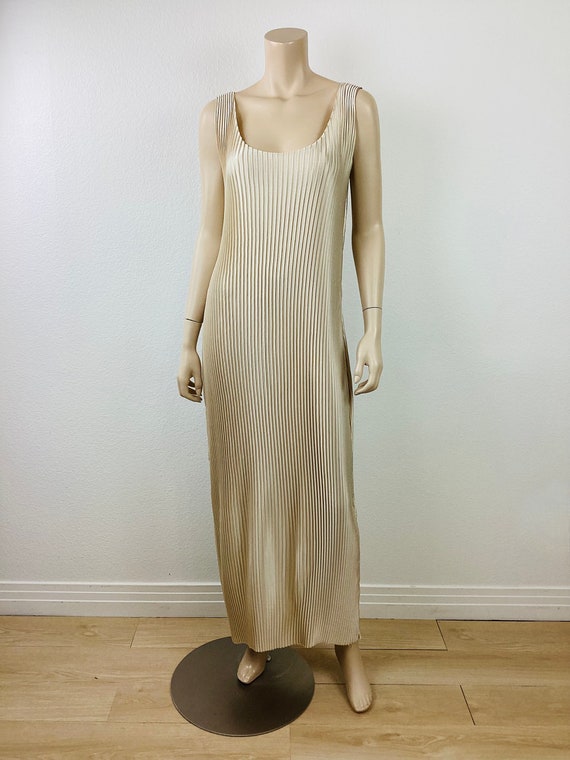 Vintage MASHIAH PLISSE PLEATED Champagne Beige Mi… - image 2