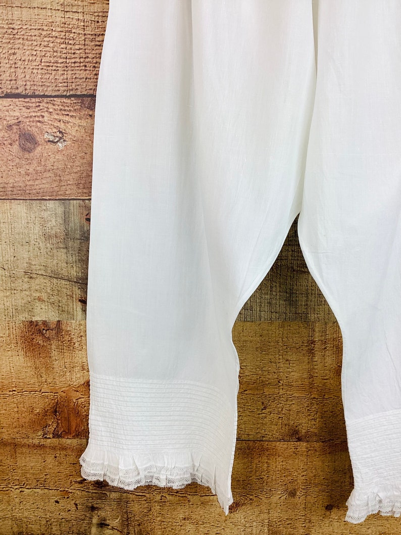 Vintage Antique 1900s Signed EDWARDIAN / VICTORIAN White Cotton & Linen Bloomers image 4