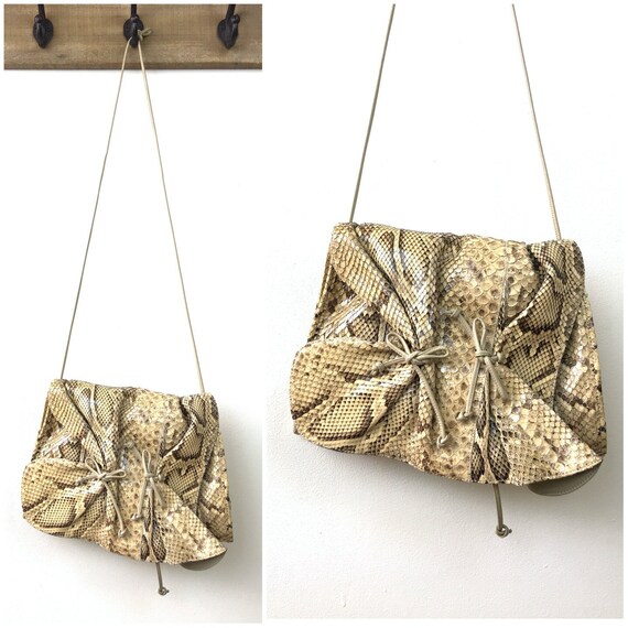 Vintage 1980s CARLOS FALCHI Natural SNAKESKIN Python Butterfly Bag Purse Etsy