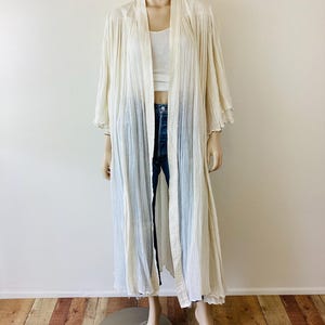Vintage 1970s COTTON GAUZE Batwing Sleeve Open Front Duster Jacket / Amerikan Climax Style