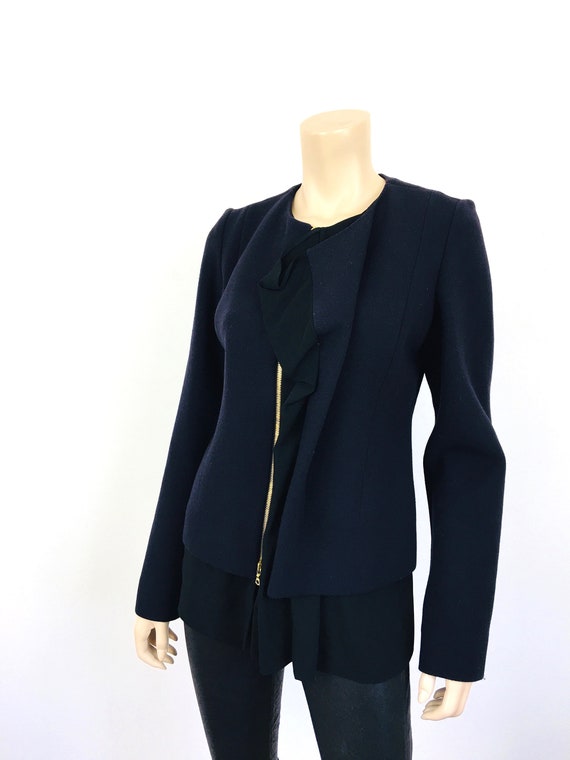 MARNI RUFFLED Front Navy Blue Zip Front Jacket 20… - image 4