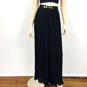 Vintage 1980s Black SUPER PLEATED PALAZZO Wide Leg High Waisted Pants