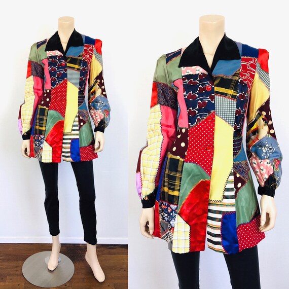 Vintage 1950s CRAZY Quilt PATCHWORK EMBROIDERED Ja