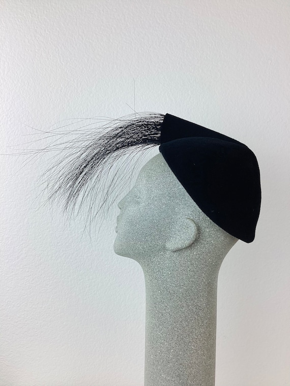 Vintage 1960s AVANT GARDE Black ZEBRA Hair Sculpt… - image 1