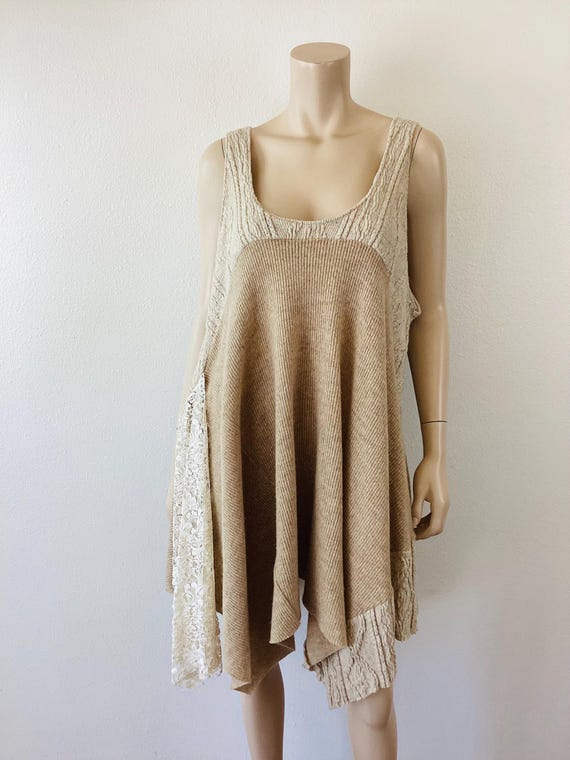 AGURI PATCHWORK Wool SWEATER Oversized Trapeze Ju… - image 2