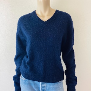 ACNE STUDIOS Navy Vintage Pilled Look Pullover V Neck Sweater