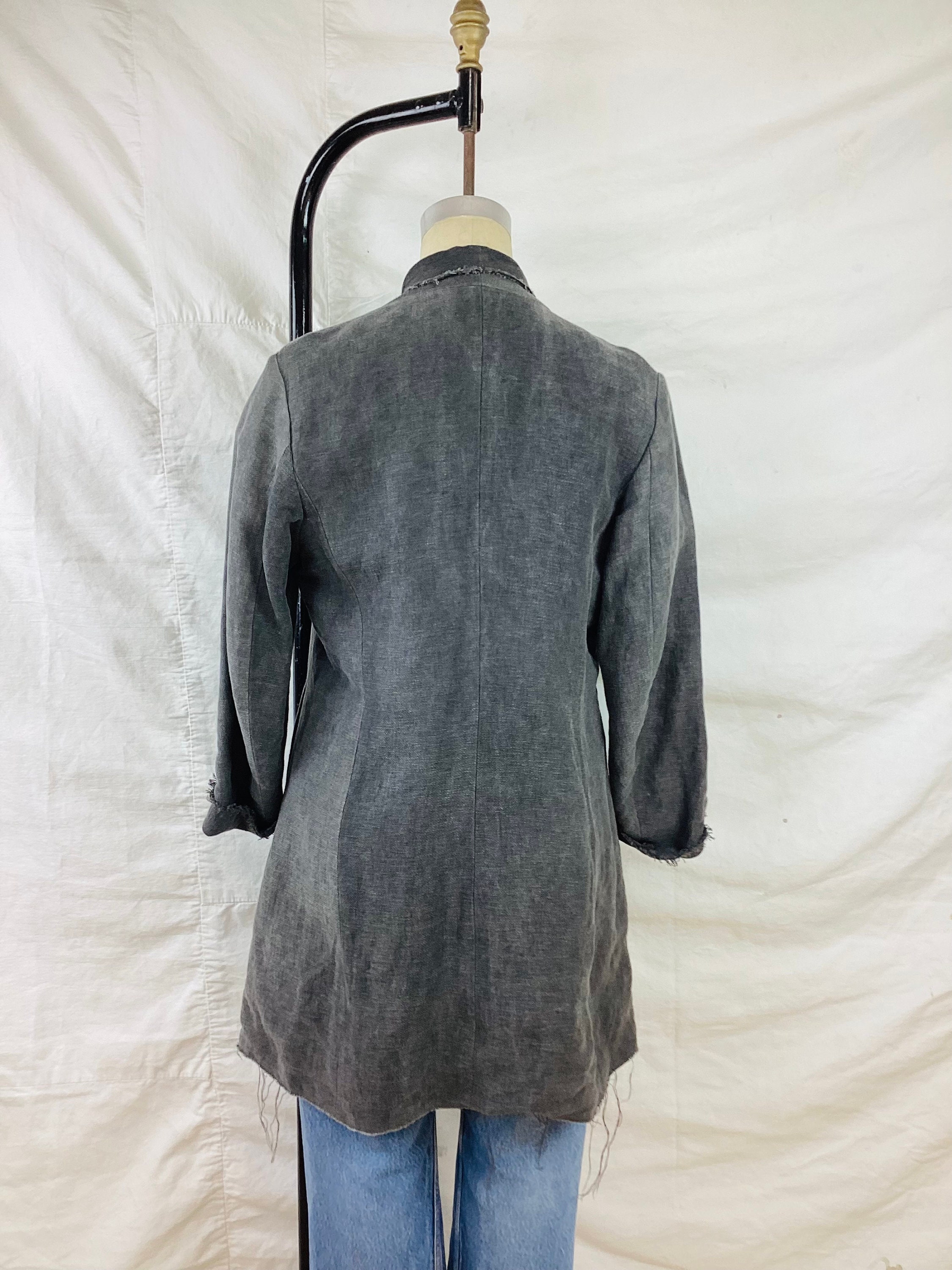 Poeme Bohemien リネンアトリエコート POEME BOHEMIEN Raw Edge Deconstructed Reversible Linen