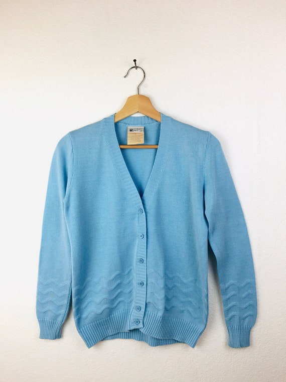 Vintage 1960s ANDRES COURREGES Sky BLUE Button Fro