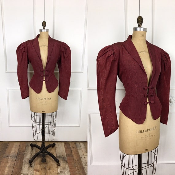 80s Vintage NORMA KAMALI Morie PUFF Sleeve Jacket
