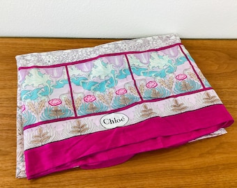 Vintage CHLOE ART NOUVEAU Floral Print Huge Oversized 53 x 55 Scarf / Shoulder Wrap