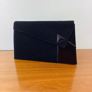Vintage 1980s BILL VALENTINE Black Suede & Leather Clutch Bag
