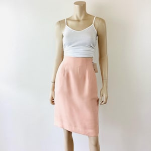 Vintage 1980s PALE PEACH SILK High Waisted Christian Dior Skirt N W T