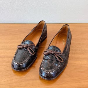 Vintage 1990s RALPH LAUREN Brown Reptile Leather Loafers  display picture 2