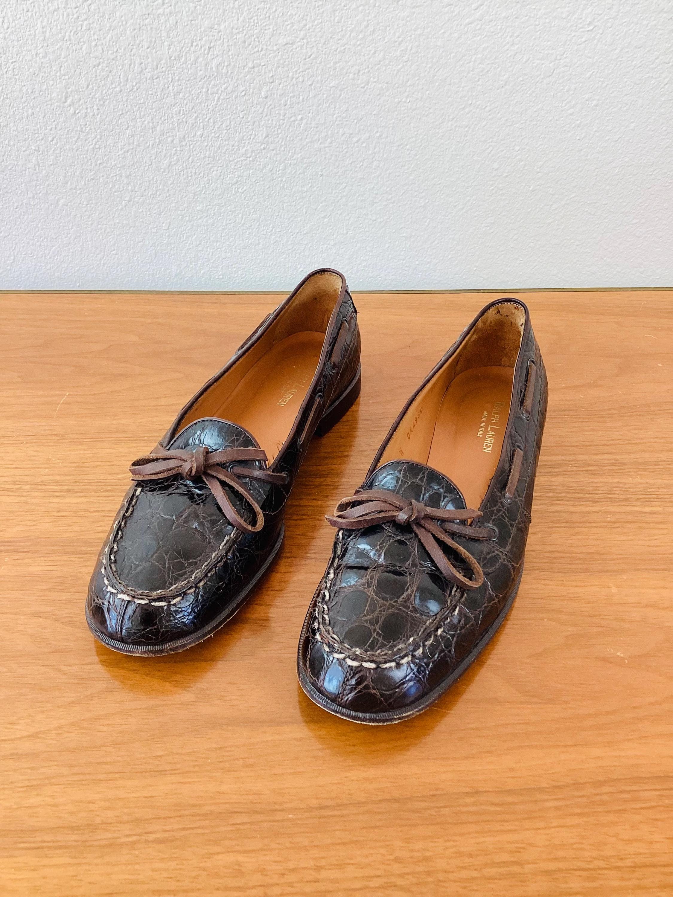 Polo Ralph Lauren Brown Crocodile Alligator Leather Bow Loafers Mens 7.5 Mauri 4862 Brown Alligator Belly Penny Loafers – Dudes Boutique main image 3
