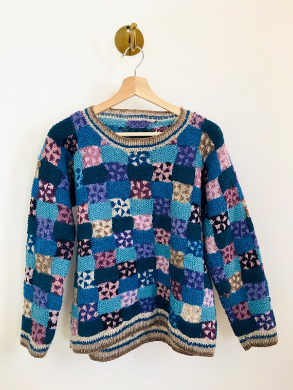 Vintage 1970s PATCHWORK Squares Style Handwoven P… - image 6