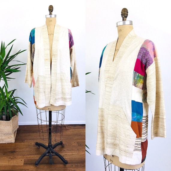 Vintage 1980s SOUTHWESTERN Style PATCHWORK Raw Sil