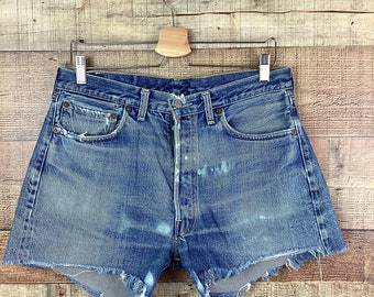 Vintage LEVIS Big E REDLINES 501 DENIM Cut Offs / Cutoff