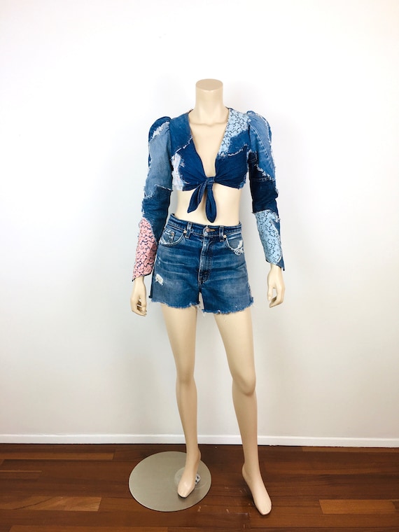 Vintage 1970s LOVE MELODY PATCHWORK Levis Denim &… - image 2