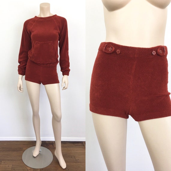 Vintage 1970s TERRY CLOTH Sweatshirt & SHORTS / Ho