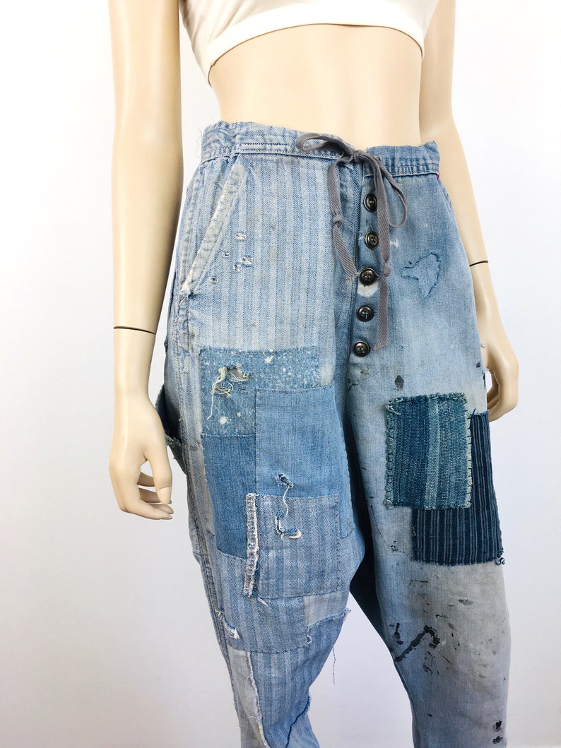 2000s GREG LAUREN Handmade PATCHWORK Vintage Denim / Overalls - Etsy