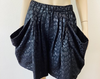YAPONSKII LEOPARD SPOT Metallic Super Pleated Big Pocket Spilt Skirt / Shorts / Skorts