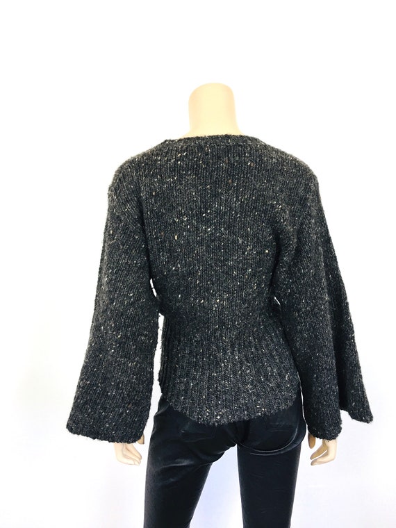 Vintage 1980s KIMONO SLEEVE Nubby CHARCOAL Wool S… - image 6