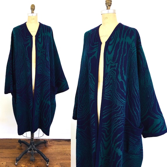 1980s Vintage WOOD GRAIN Oversized COCOON Sweater