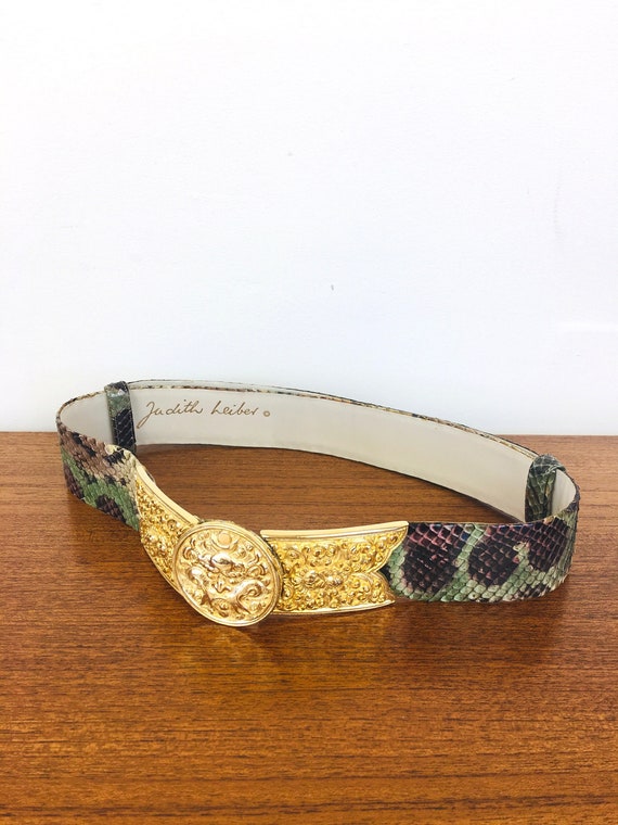 Judith Leiber ベルト ゴールド系 レディース Vintage 1980s JUDITH LEIBER Gold Metal & SNAKESKIN Leather Belt - Etsy
