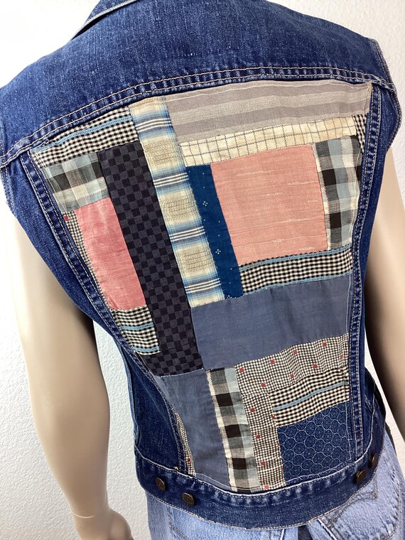 Vintage LEVIS Big E PATCHWORK QUILT Denim Jacket … - image 8
