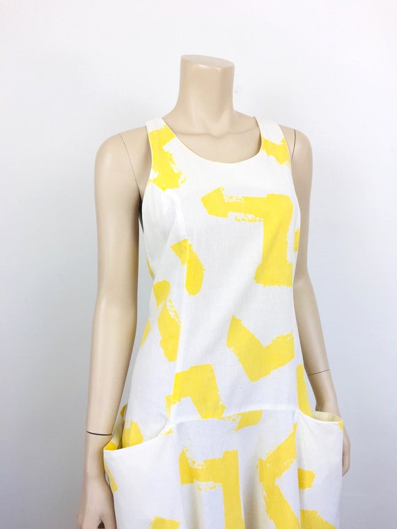 Vintage 1980s AVANT GARDE Yellow & White NOVELTY … - image 7