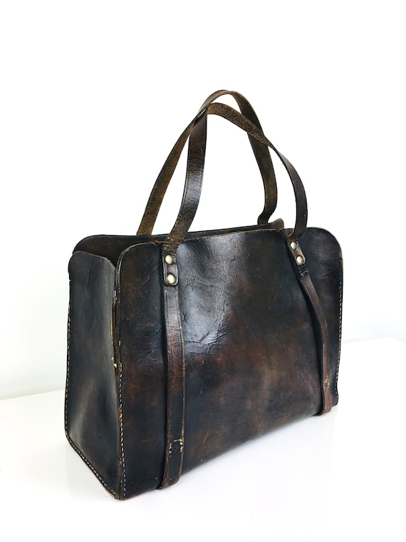 Vintage 1930s ANTIQUE LEATHER Bag