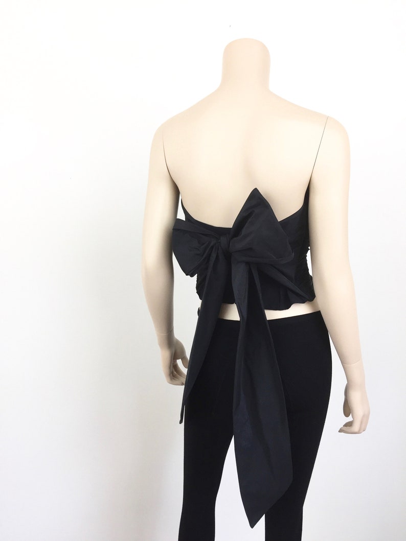 ARMANI Pleated Strapless BUSTIER CORSET Top with Bow Tie image 4