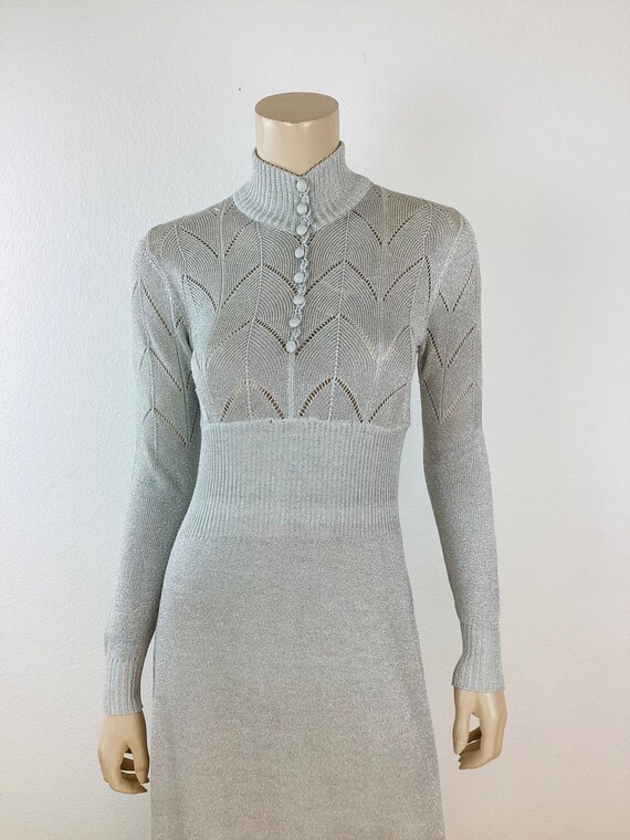 Vintage 1970s SILVER METALLIC Wenjilli Style Swea… - image 3