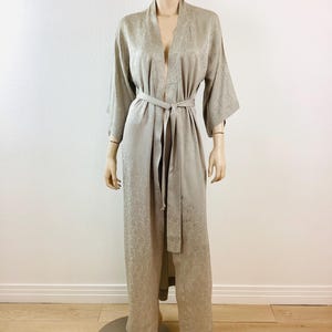 Vintage 1980s GREY SILK PAISLEY Belted Waist  Duster Jacket / Robe by Petals
