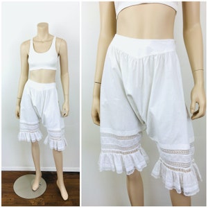 Vintage Antique 1900s EDWARDIAN / VICTORIAN White Cotton & LACE Bloomers