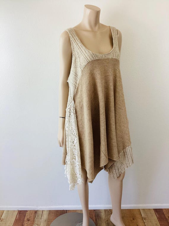 AGURI PATCHWORK Wool SWEATER Oversized Trapeze Ju… - image 6