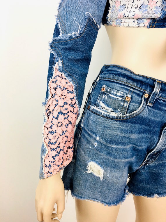 Vintage 1970s LOVE MELODY PATCHWORK Levis Denim &… - image 8