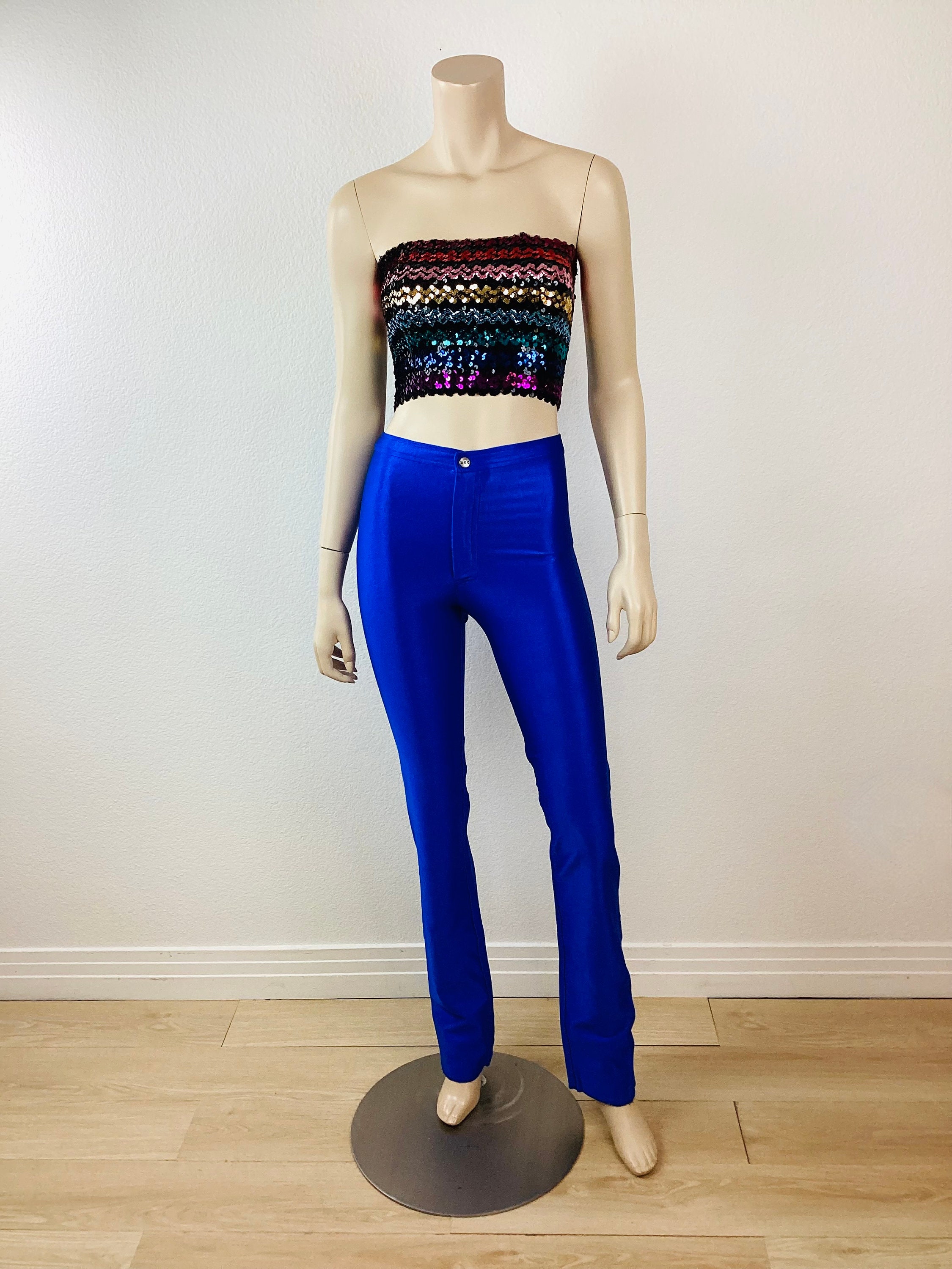 Vintage 1970s ELECTRIC ROYAL BLUE Stretchy Spandex Bojeangles Skin Ease Disco Pants X S Le Gambi Style Etsy Canada