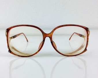 Vintage CHRISTIAN DIOR Big OVERSIZED Red Tortoise & Gold Metal Eye Glasses / Sunglasses Frames