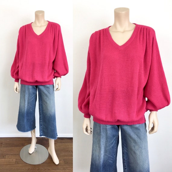 1980s Vintage HOT PINK / FUCHSIA Oversized Draped