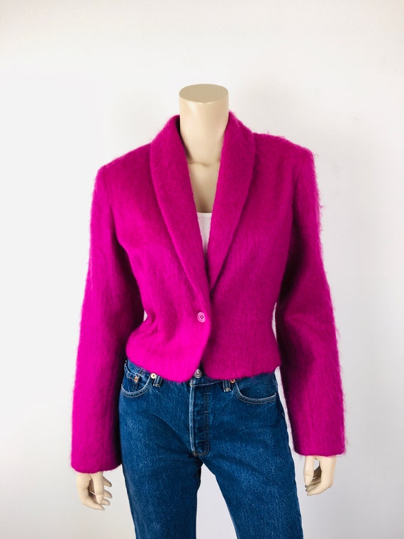 Vintage 1980s / 1990s PURPLE MOHAIR Cropped Mensw… - image 3