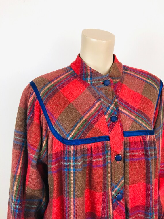 Vintage 1980s RED TARTAN PLAID Cottage Core Dress - image 7