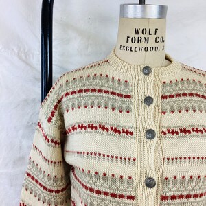 Vintage 1950s NOWEGIAN / NORWAY Knit Metal Button Front Cardigan Sweater image 4